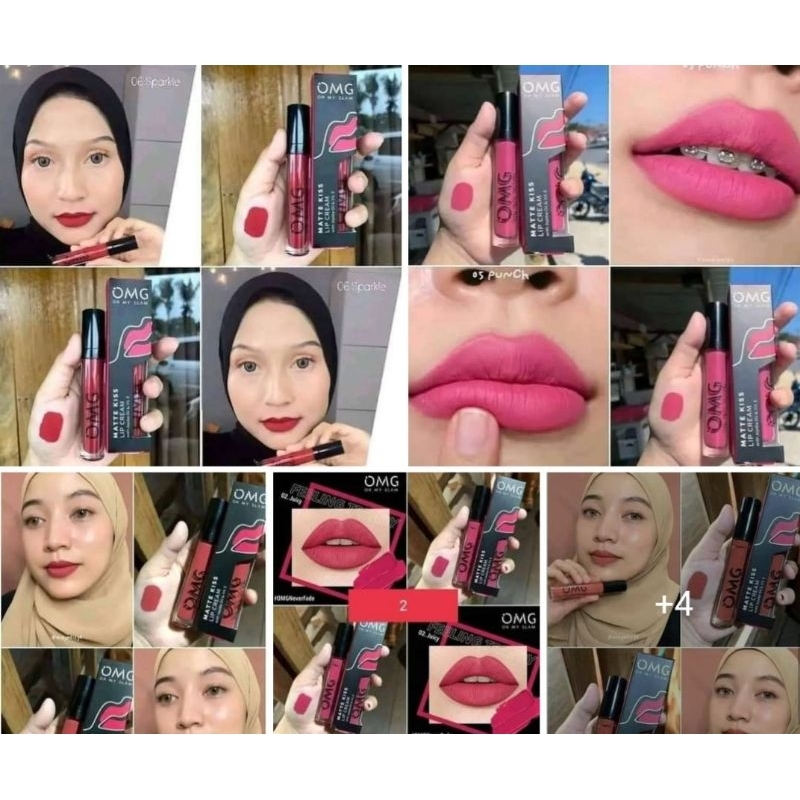 OMG Oh My GLAM Matte Kiss Lip Cream(Tahan Lama Original &amp; Harga promo &amp; Glosiran)(Kuwalitas no 1 harga hemat)