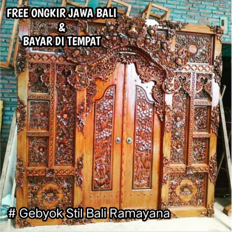 Gebyok Stil Bali Pintu Ramayana Kayu Full Jati STOK READY