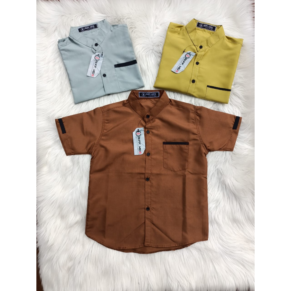 Zagzeg Clothing Baju Koko Kurta Anak Bahan Katun Premium Usia Umur 2 3 4 5 6 7 8 9 10 Tahun Atasan Pakaian Baju Muslim Anak Kemko Anak Poplin Oxford Lengan Pendek Kemeja Koko Anak Laki Laki Lengan Pendek Motif Polos