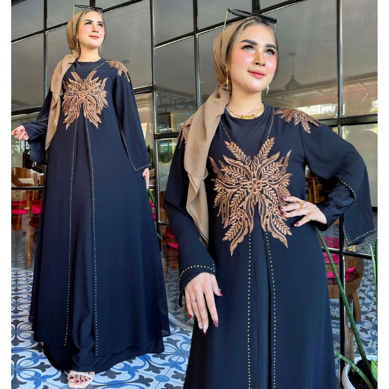 GAMIS ABAYA TURKEY BORDIR GARUDA LENGAN CAPE