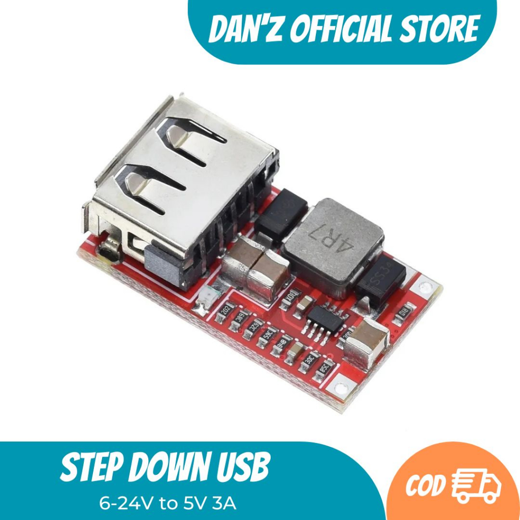 STEP DOWN DC TO DC USB CONVERTER 6V-24V TO 5V 3A MODULE USB CHARGER MODUL CHARGER HP DI MOTOR