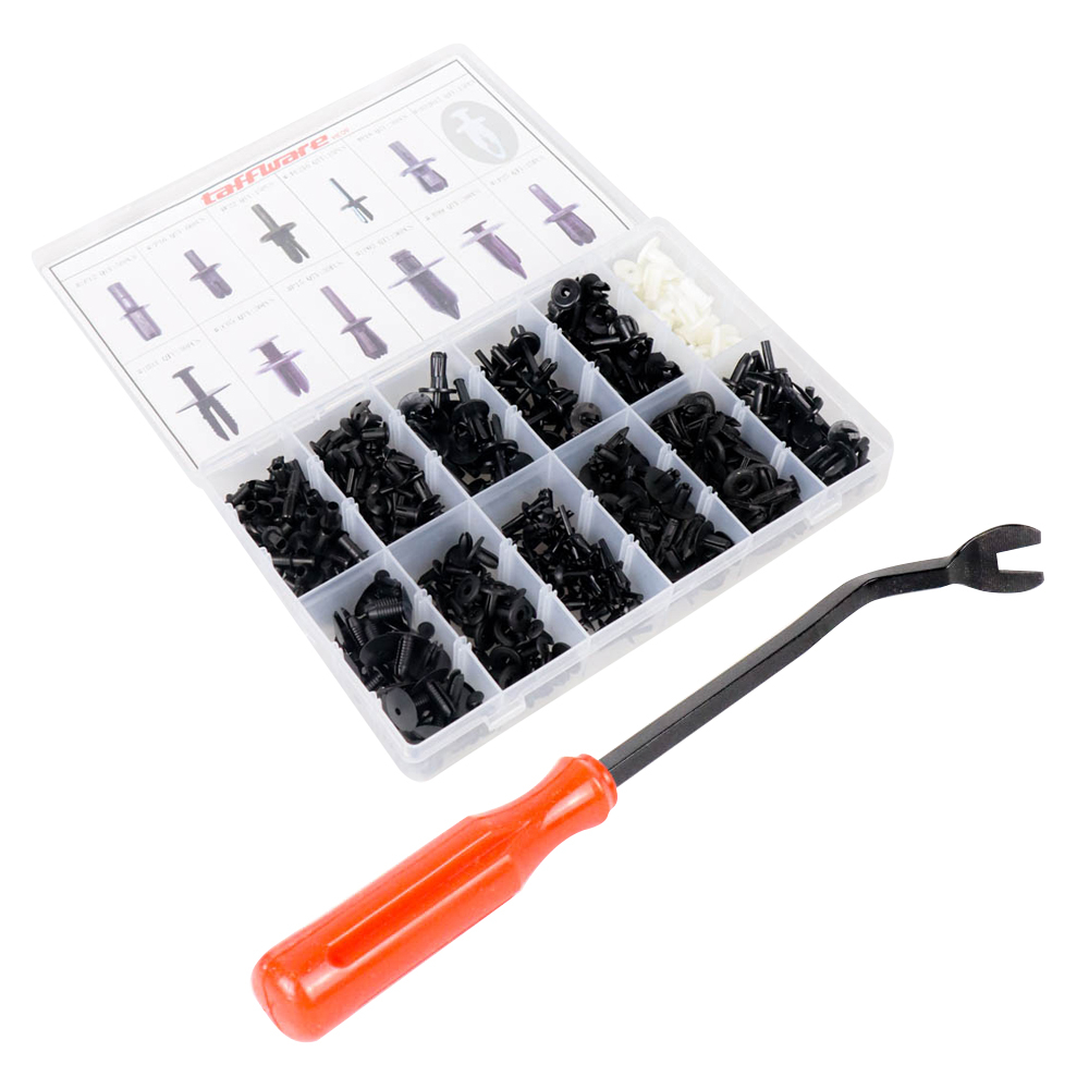 Taffware Baut Rivet Mobil Universal Car Push Pin Fasteners 350PCS - HE09 - Black