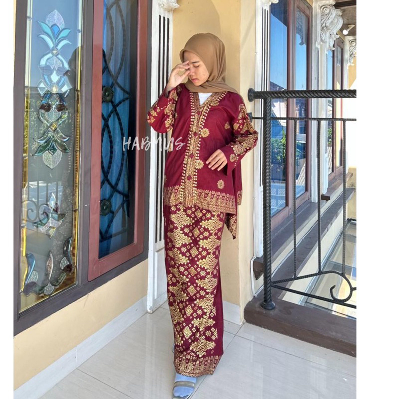 setelan batik songket palembang katun premium