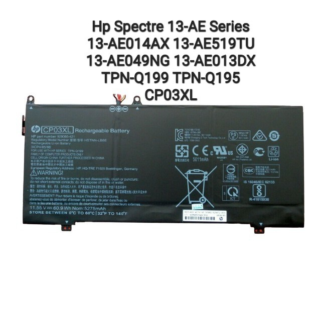 Baterai Laptop HP SPECTRE X360 13-AE 13-AE519TU TPN-Q195 CP03XL