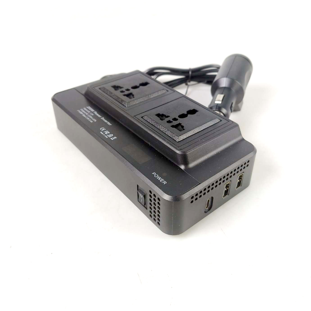 Car Power Inverter DC 12V to AC 220V 200W 3 USB Port - 8300-2 - Black