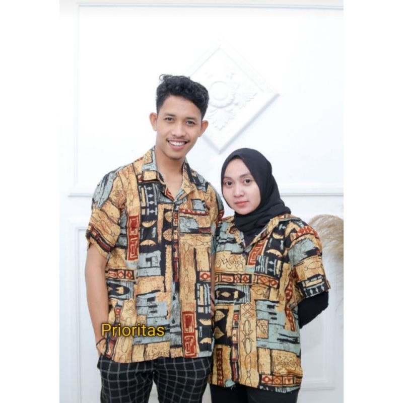 KEMEJA LENGAN PENDEK MOTIF PRIA DAN WANITA