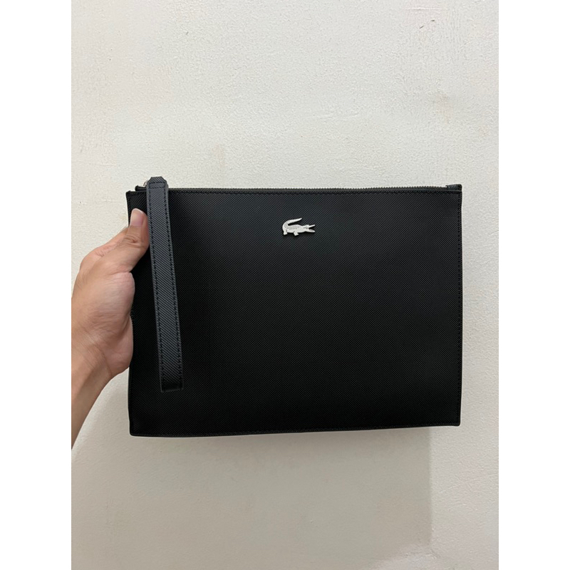 [PRELOVED] LACOSTE Coated Pique Canvas Zip Clutch