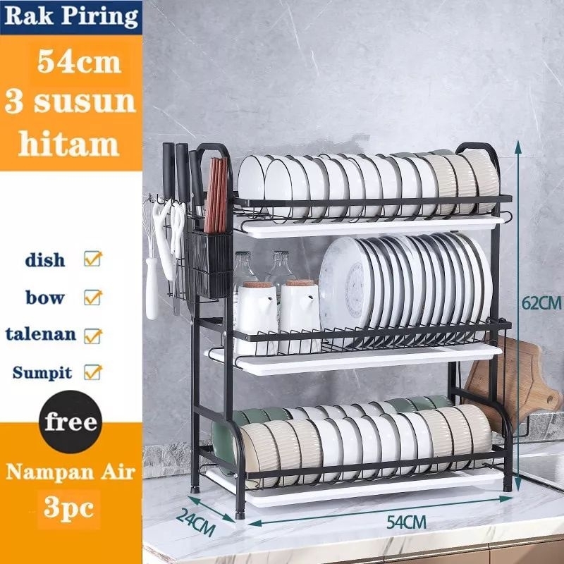 MH80RAK PIRING DAPUR STAINLESS STEEL RAK PENYIMPANAN PIRING/RAK PENGERING RAK MANGKOK PIRING/RAK CUCI PIRING WASTAFEL RAK PIRING STAINLESS RAK DAPUR BEST