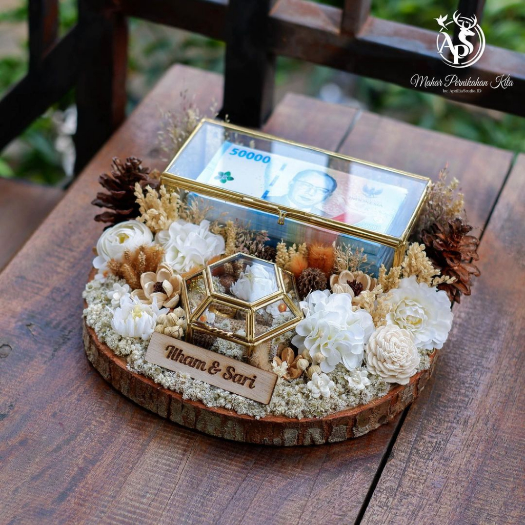 Kotak Cincin &amp; Uang Mahar Seserahan Rustic Diamond Box