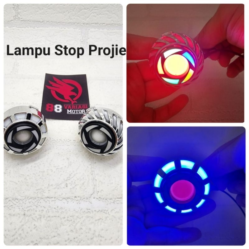 Lampu Stop Projie Belakang Motor - Lampu Rem Belakang Motor Variasi Rainbow