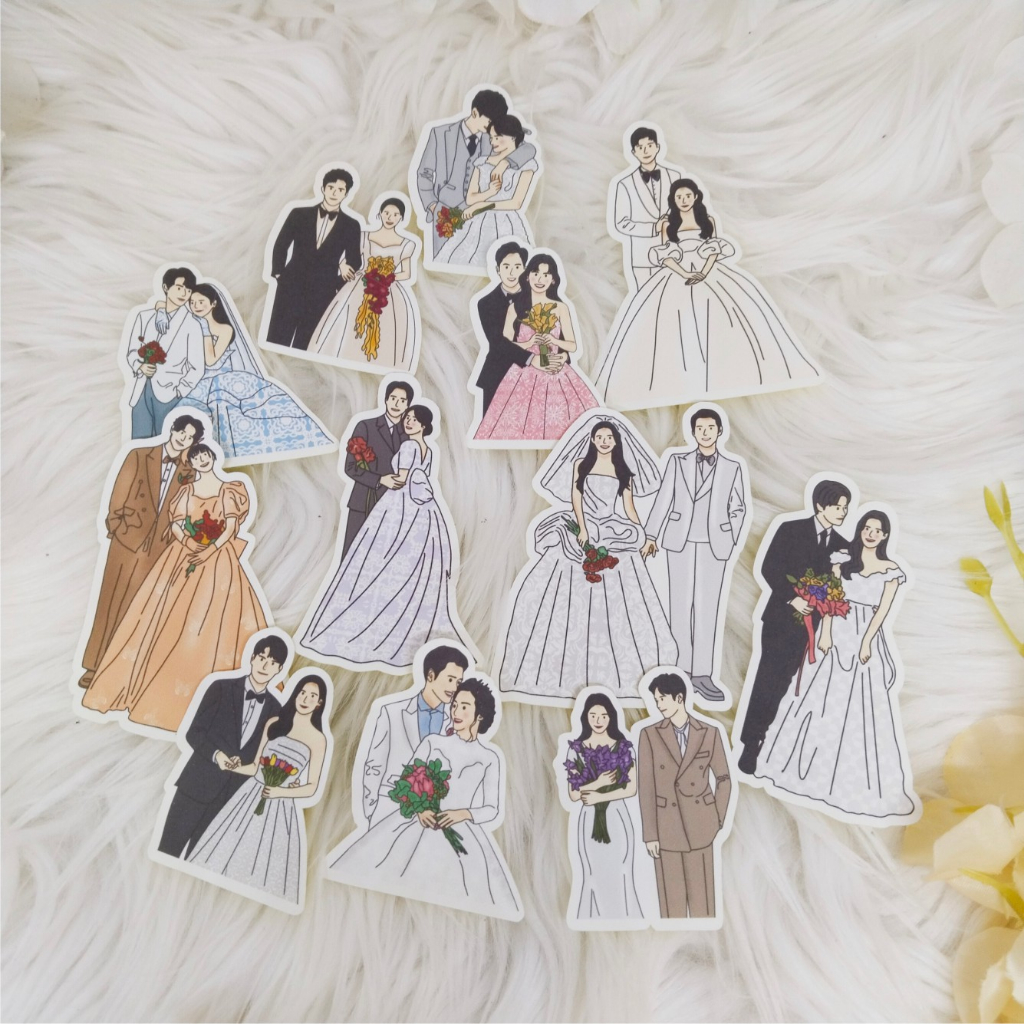 

ZIBA-A004 12pcs Die cut Stiker Wedding untuk journal/scrapbook