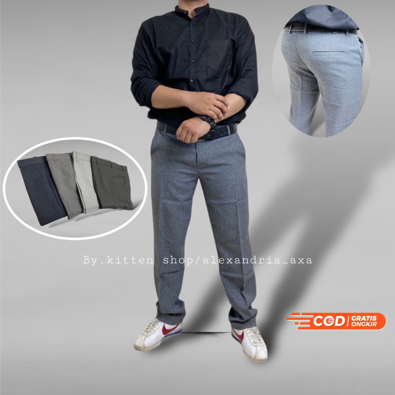 Celana Bahan Pria Kerja Kantor Slimfit Formal Bahan Dasar Kain