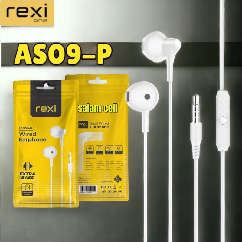 Headset REXI AS09-P Extra Bass One Button Control Clear Sound Original