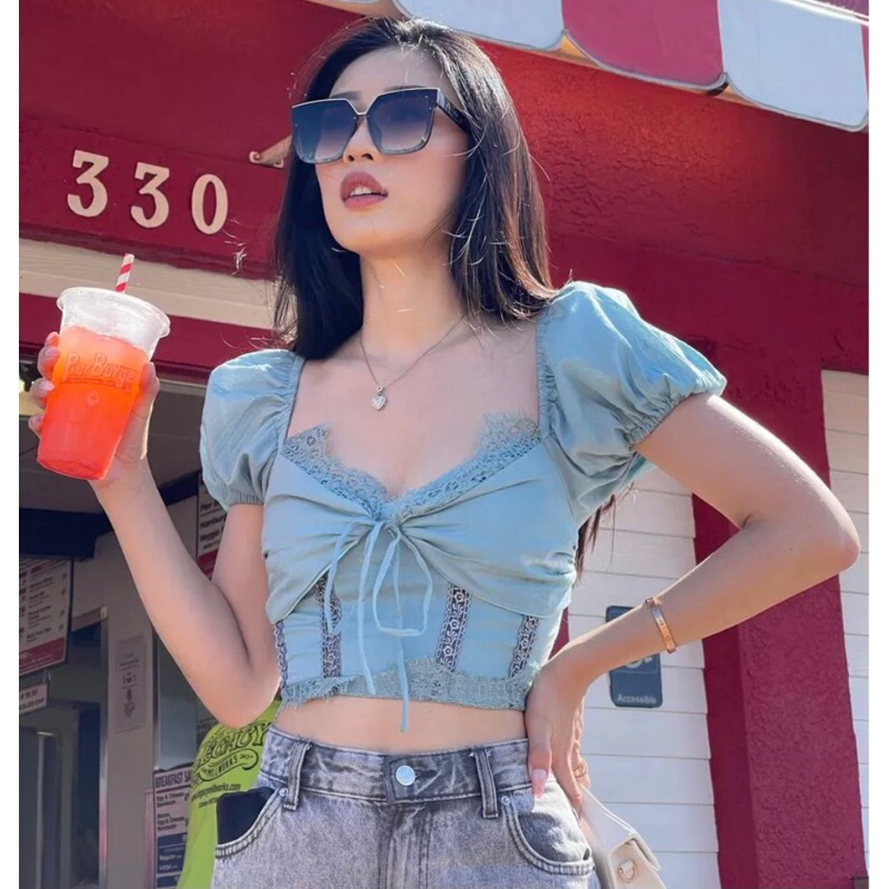 With love the brand irene top blue