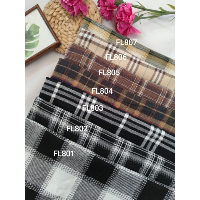 CUCI GUDANG Happychild kain flanel bahan kotak katun yarndyed harga 0.5meter