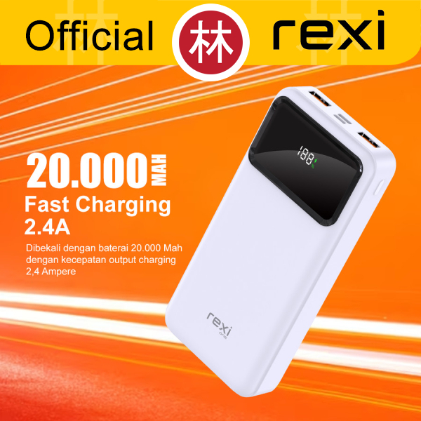 Rexi MF20 Powerbank 20.000 mAh 2 Port with LED Indicator Fast Charging