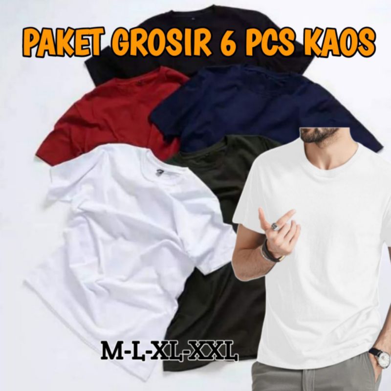 Promo Paket Kaos Polos Atasan Pria Wanita Termurah Paket Hemat Grosir 6 pcs 100 Ribu