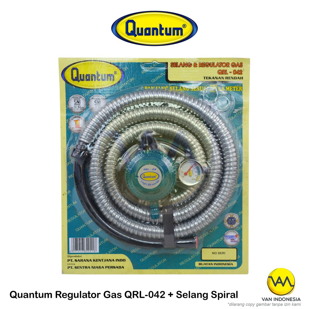 Quantum QRL 032 Regulator + Selang (1 paket) quantum spiral selang regulator kompor gas quantum qrl-032 low pressure