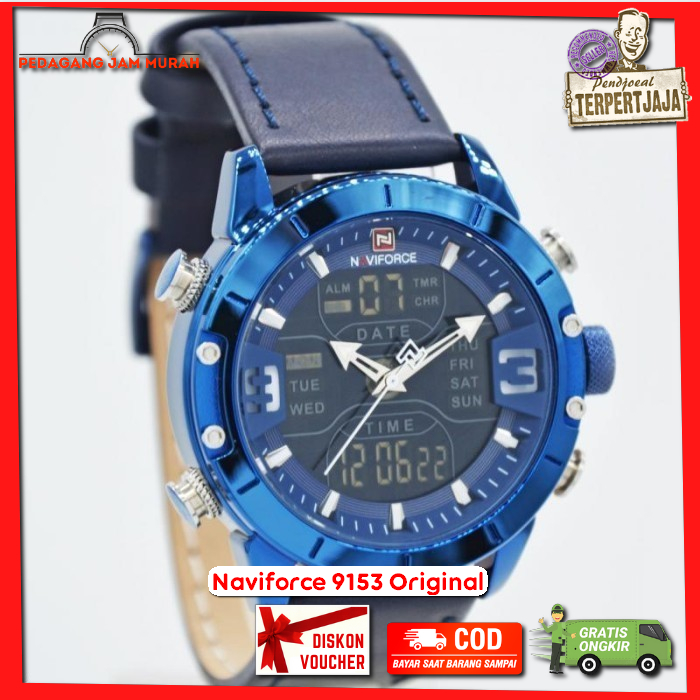 Jam Tangan Pria Naviforce 9153 Original Dual Time Analog Digital Asli Garansi Resmi Tahan Air Warna 