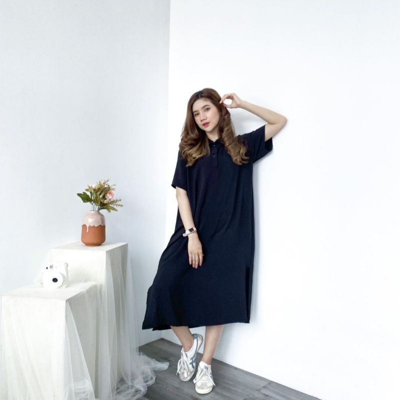 Ivana Dress - Daster Crinkle Airflow - Midi Dress Casual Lengan Pendek