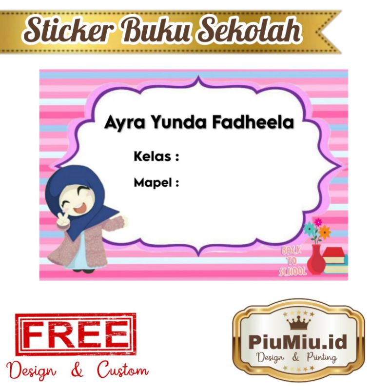 

(ISI 50 PCS) STICKER BUKU SEKOLAH MOTIF HIJAB