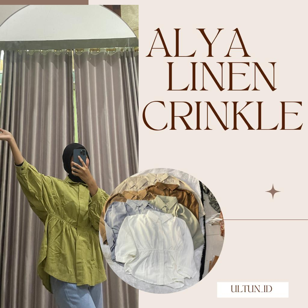 ALYA SHIRT Atasan Wanita Kemeja Wanita Pakaian Wanita Baju Lengan Panjang All Size linen crinkle