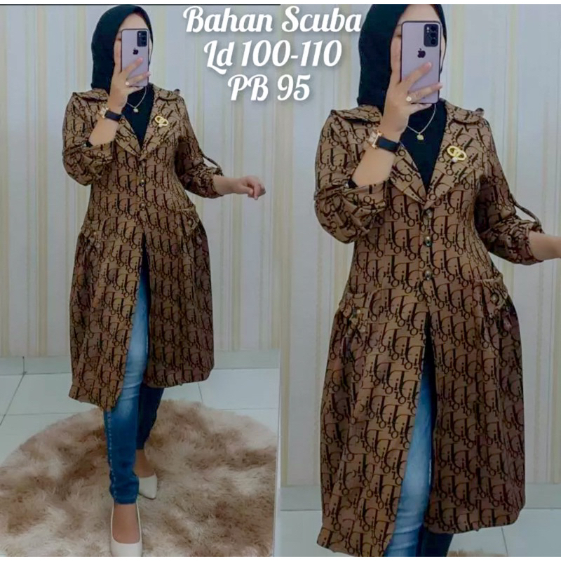 LONG BLAZER WANITA MOTIF KEKINIAN TERMURAH BESTSELLER / BLAZER PANJANG PREMIUM / BLAZER WANITA MOTIF