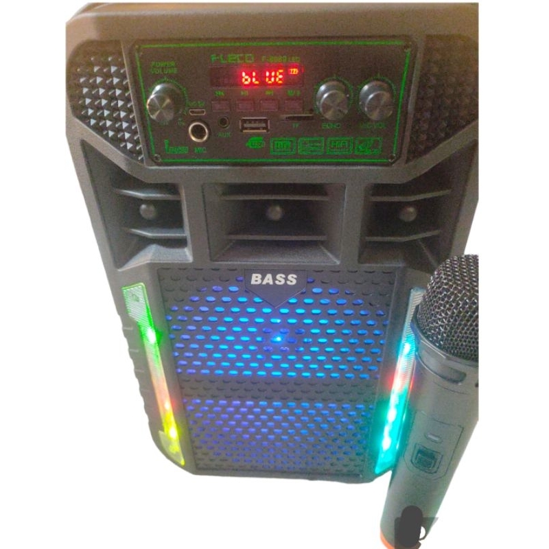 FLECO F-8089 LED SPEAKER BLUETOOTH KARAOKE 8.5Inch MULTIFUNGSI SUPER BASS MIC WIRELESS/ MIC BLUETOOTH