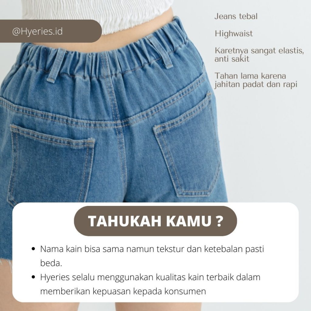 HYERIES Chaewon Shorts Hotpants Celana Pendek Jeans Wanita Pinggang Karet Unfinished Hotpants Jeans Korean Basic Jeans Highwaist Celana Pendek Jeans Sobek Biru Muda Light Blue Jeans Pendek Ripped High Waist Jeans Shorts Cewek Denim A line Shorts
