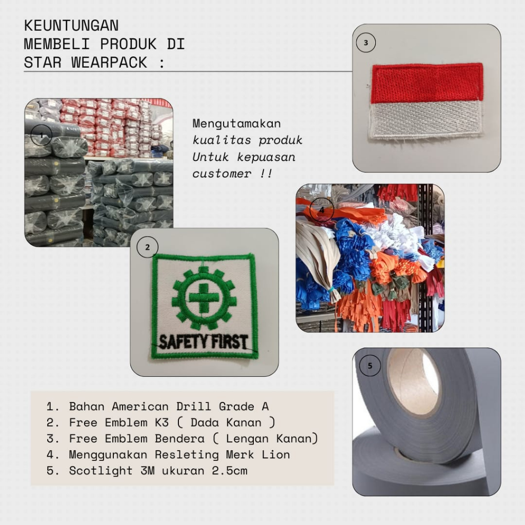 Star Wearpack - Baju Seragam Kerja Proyek Warna Abu Tua Kombinasi HIjau