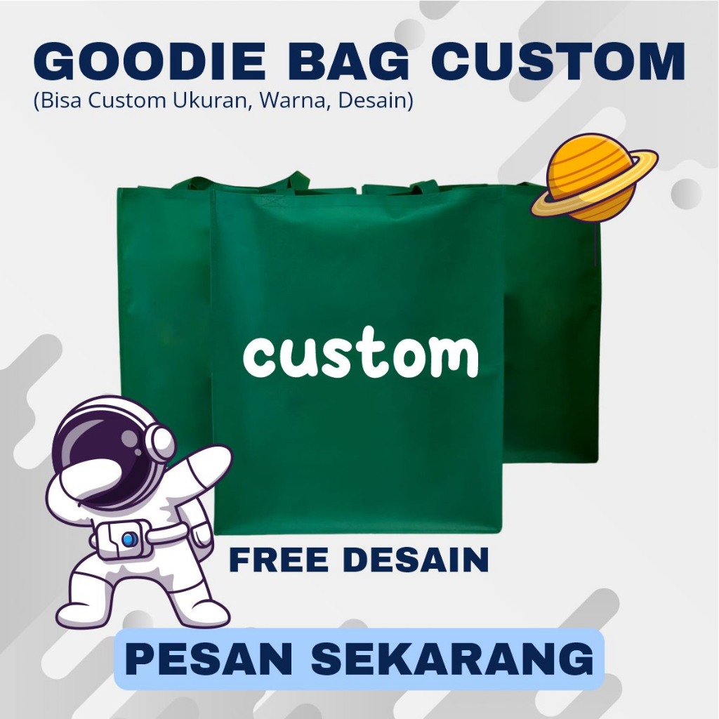 

Goodie Bag Custom / Tas Spunbond Tenteng Custom (Free Desain) / Sablon 1 Sisi 1 Warna