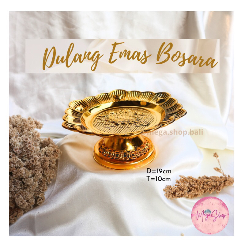 dulang bali warna emas/piring buah /bosara/dulang pesucian dll  diameter 19cm tinggi 10cm