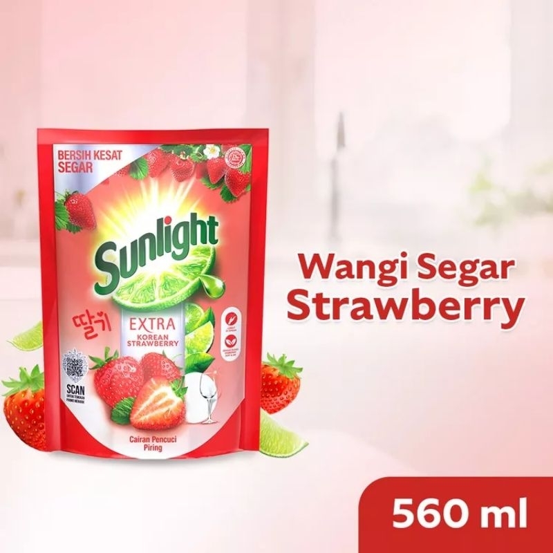 sunlight sabun cuci piring Korean strawberry 560ml