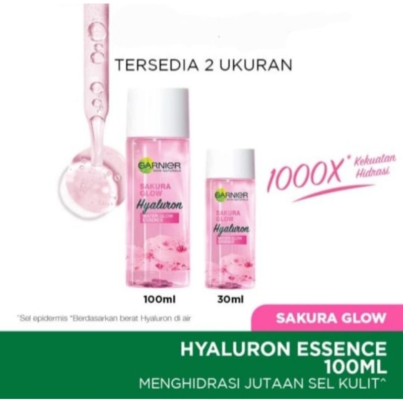 Garnier Sakura Glow Hyaluron Water Glow Essence 100ml &amp; 30 ml