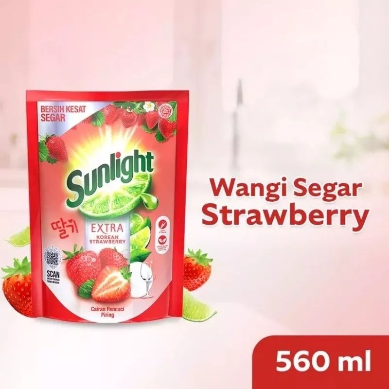 sunlight sabun cuci piring korean strawberry 560ml