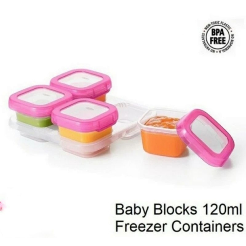 Baby Blocks Freezer Storage Containers / Baby Food Container Kotak Wadah Mpasi 4x 120ml Freezer Microwave