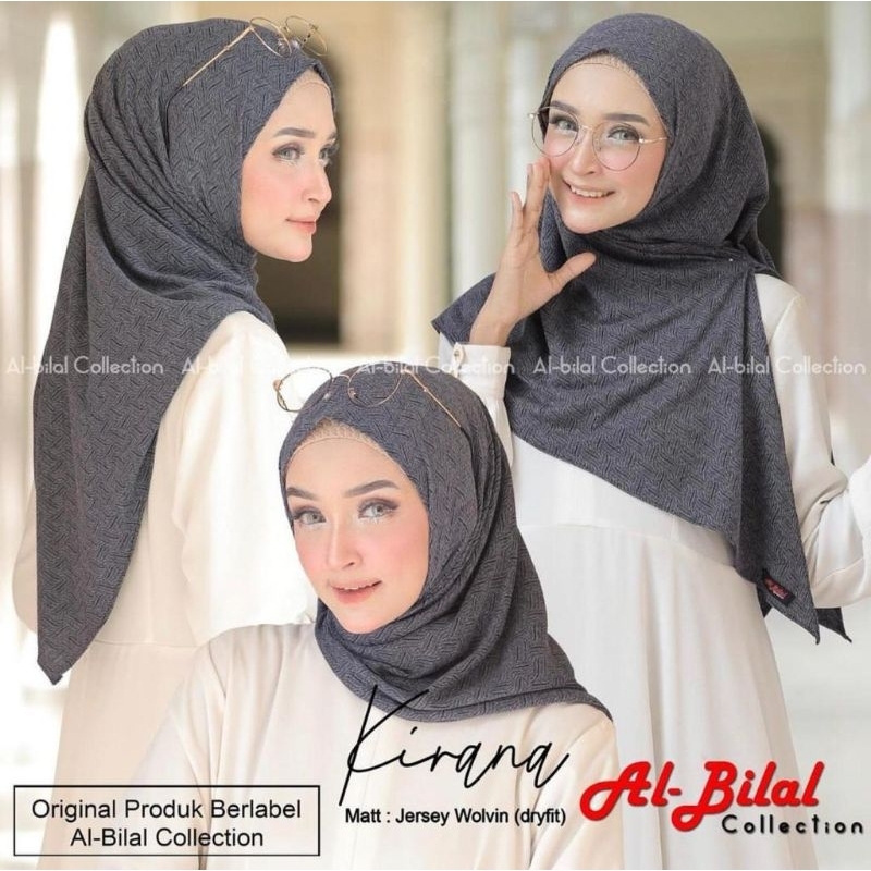 (Al Bilal Hijab) KIRANA •segitiga instan jersey wolvin dryfit•segitiga instan motif
