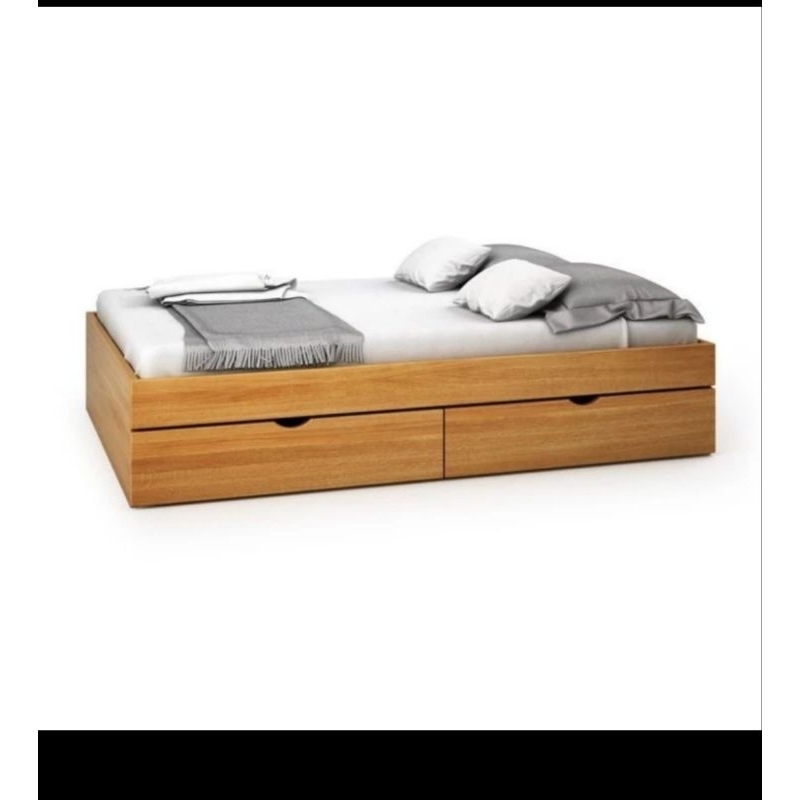 dipan kayu mahoni asli UK 120x200cm laci 2