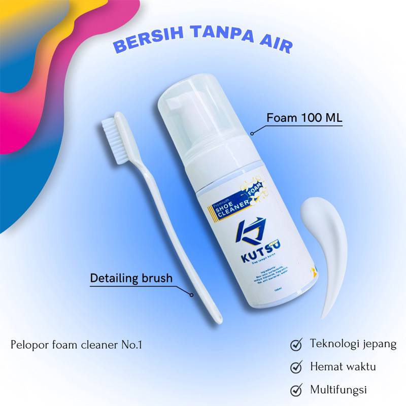 Shoe foam cleaner sabun pembersih sepatu dan sikat detailing 100 ml by KUTSU