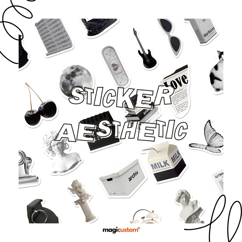 

STIKER AESTHETIC HITAM PUTIH BLACK WHITE 60 PCS RANDOM STICKER