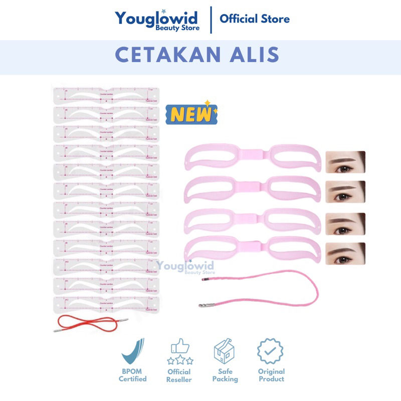 CETAKAN ALIS Eyebrow Isi 4 Model | Eyebrow Ruler Card Set 4 Pcs | Cetakan Alis Card Dengan Tali isi 4 Pcs