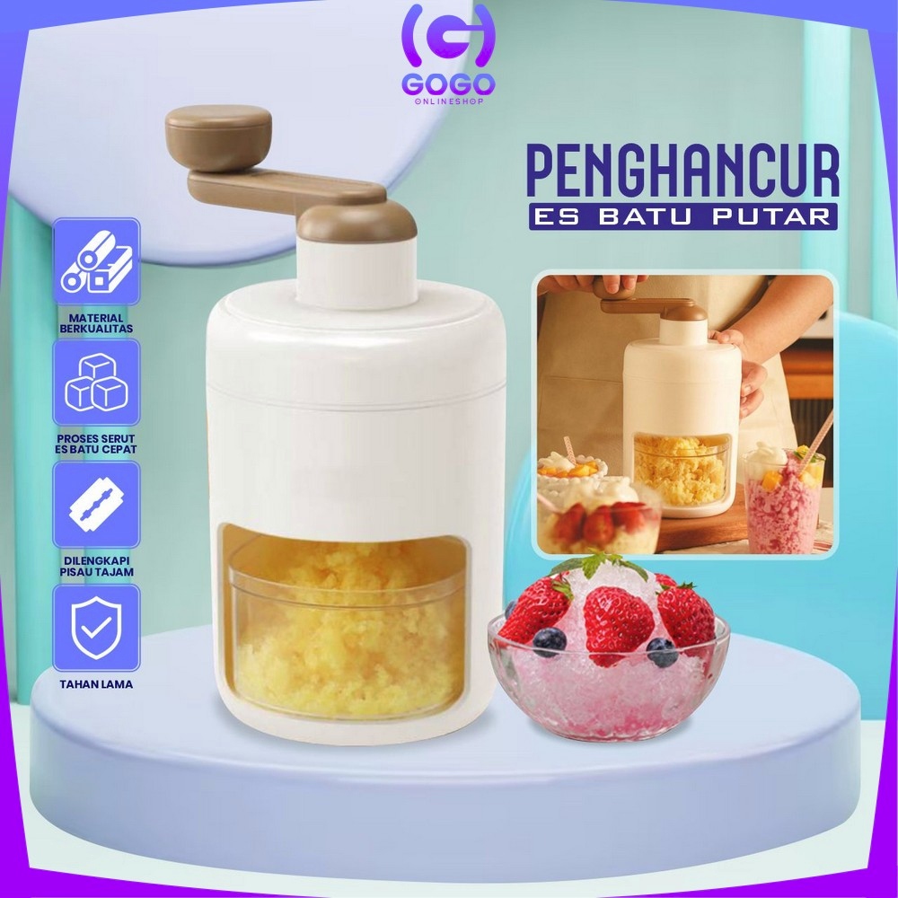 GOGO-C894 Alat Serut Es Batu Manual Putar Ice Crusher / Mesin Portable Serutan Es Batu Penghancur Es Perlengkapan Dapur