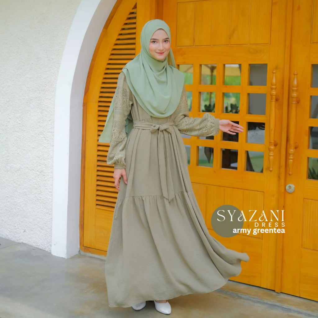 Riskirich Syazani Vol 2.0 Gamis Elegant Terbaru Bahan Airflow Crinkle Anti Kusut