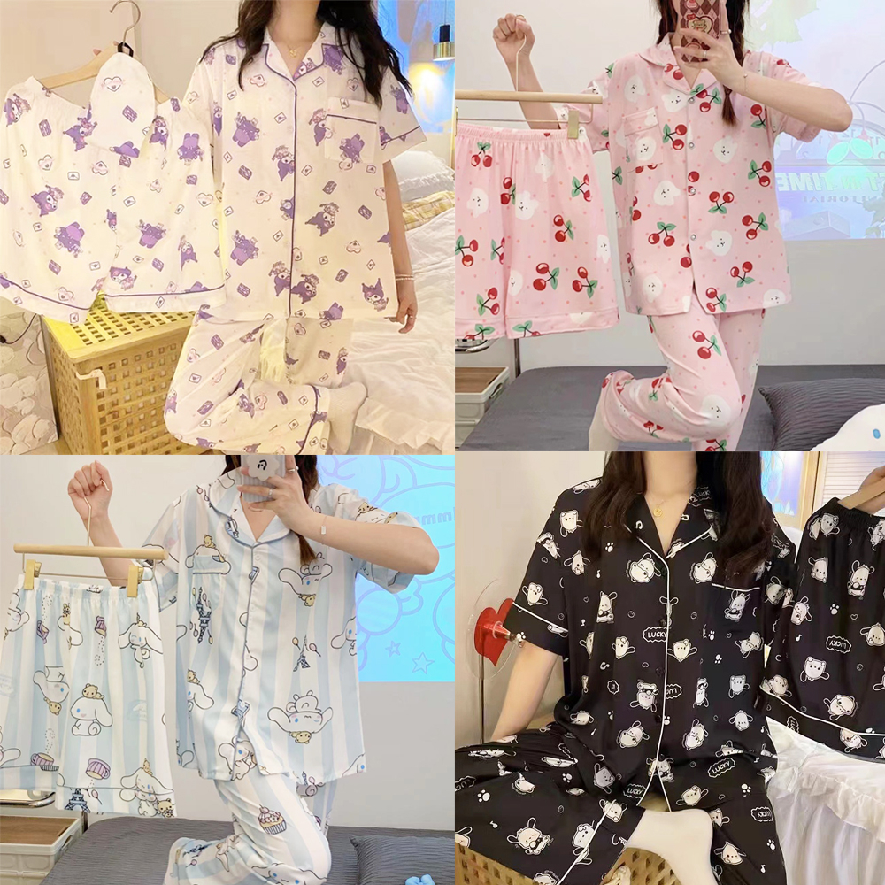 3 in 1 Baju Tidur Piyama Pajamas Kancing Korea Sleepwear Import