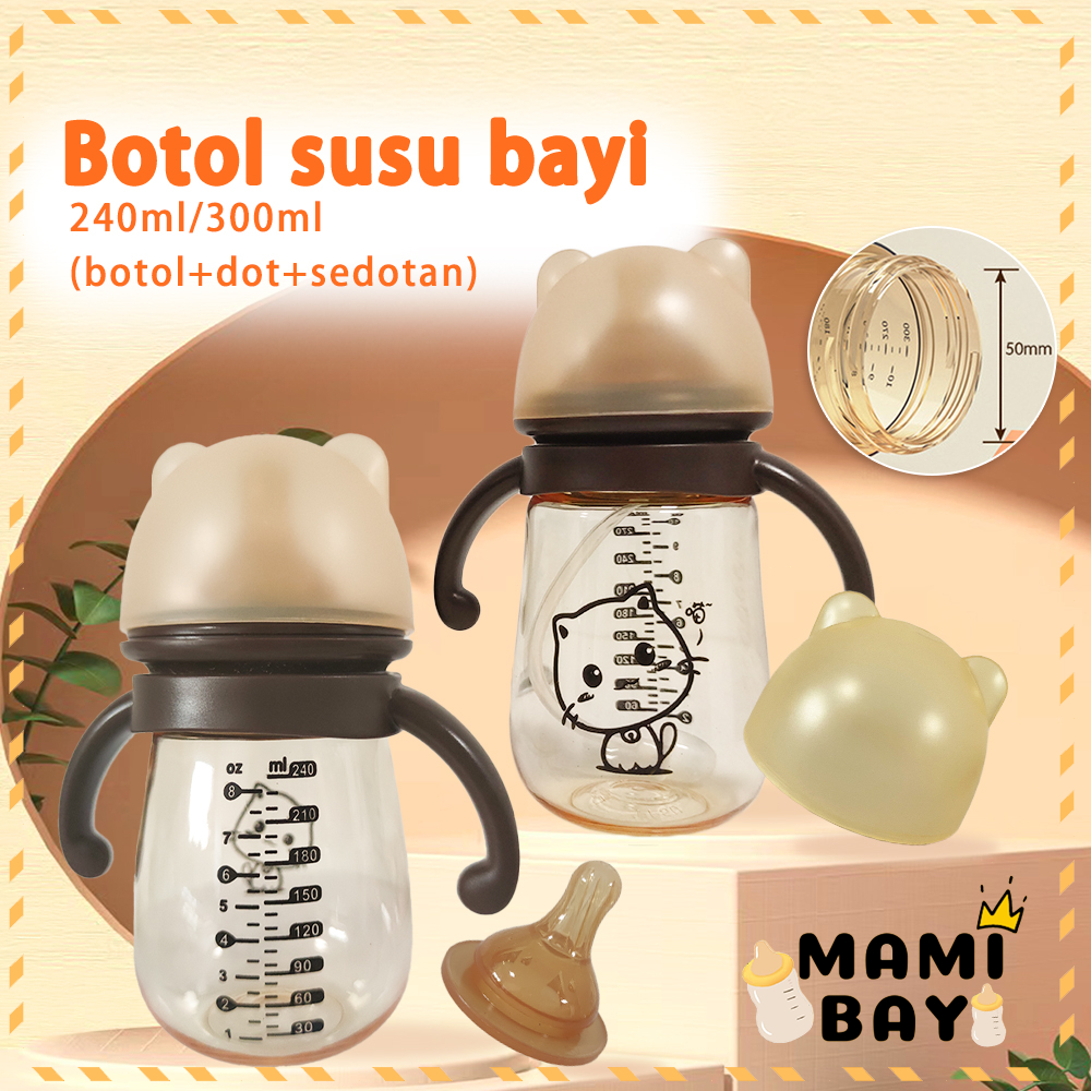 Mamibayi Botol Minum Anak Bayi Botol Susu Bayi Model Lucu Botol Anti Tumpah 240Ml/300Ml