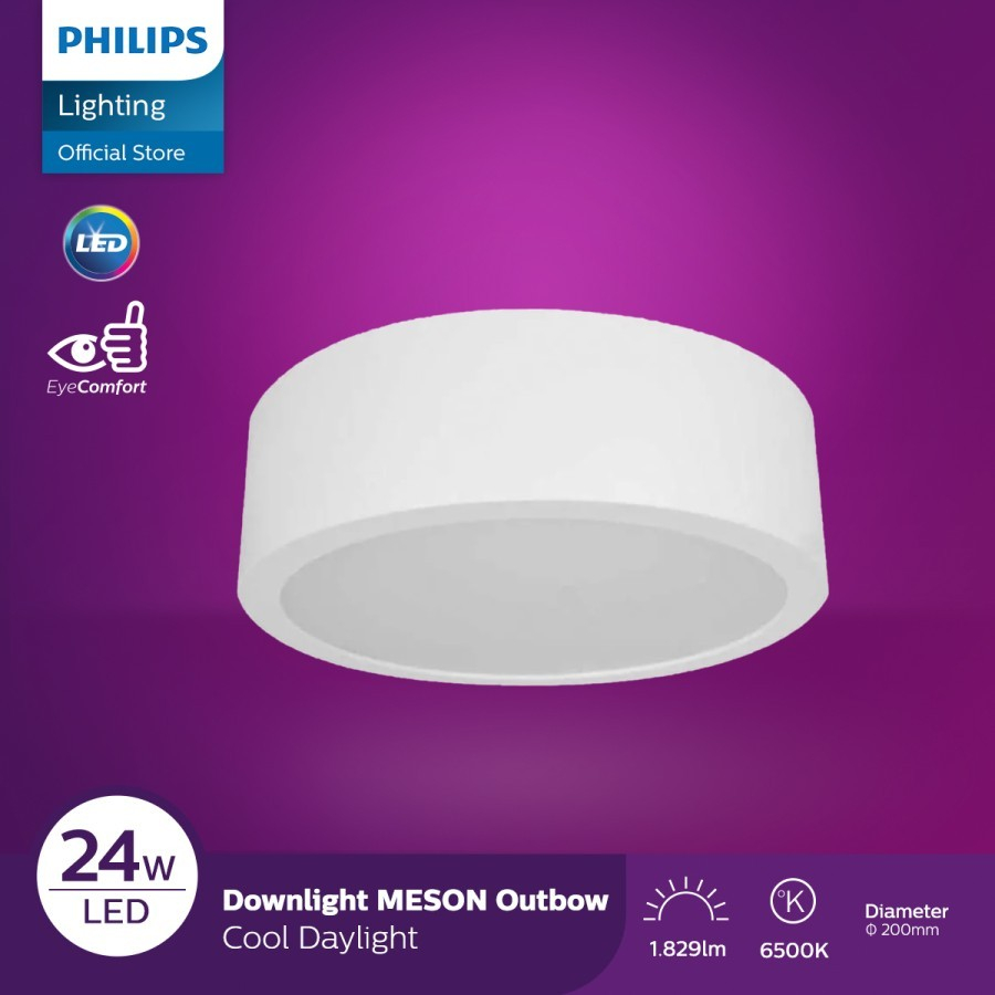 Lampu Downlight Light Panel LED Meson 24w OB OutBow Philips 59474 - Putih 6500K Tempel dak cor hias