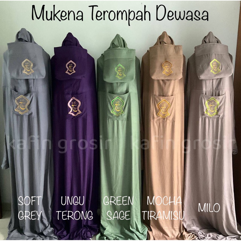 Mukena Terusan Hadramaut 2 Terompah Bordir Polosan Warna Mukenah Bali Dewasa Jumbo Rayon Polos Hadromout