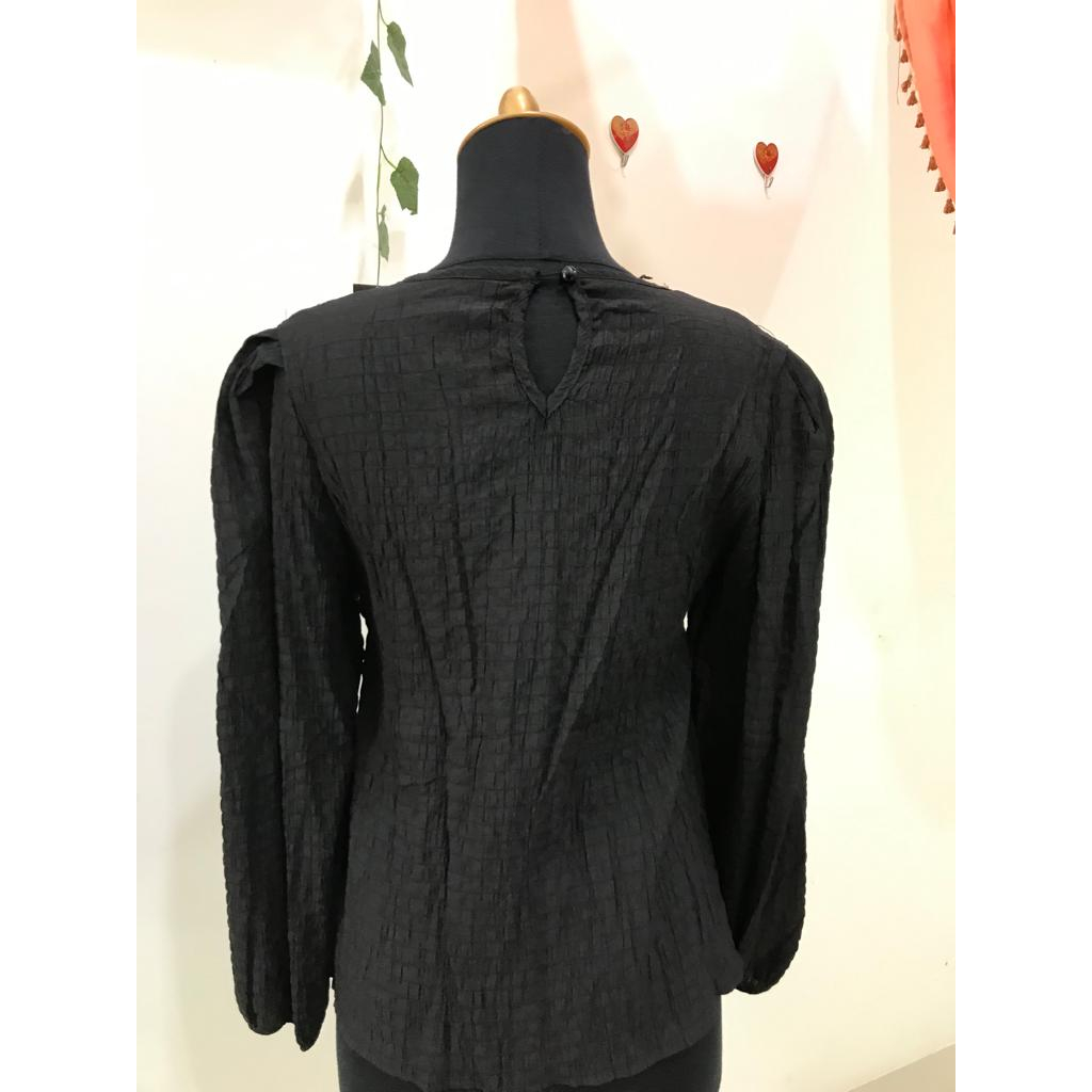 LIZ Blouse Crinkle Vest rajut - Atasan Lengan Panjang