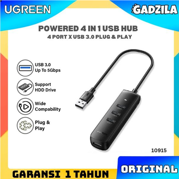 UGREEN Kepala Adapter HUB Splitter USB 3.0 4 Port Transfer Data Laptop Komputer 10915