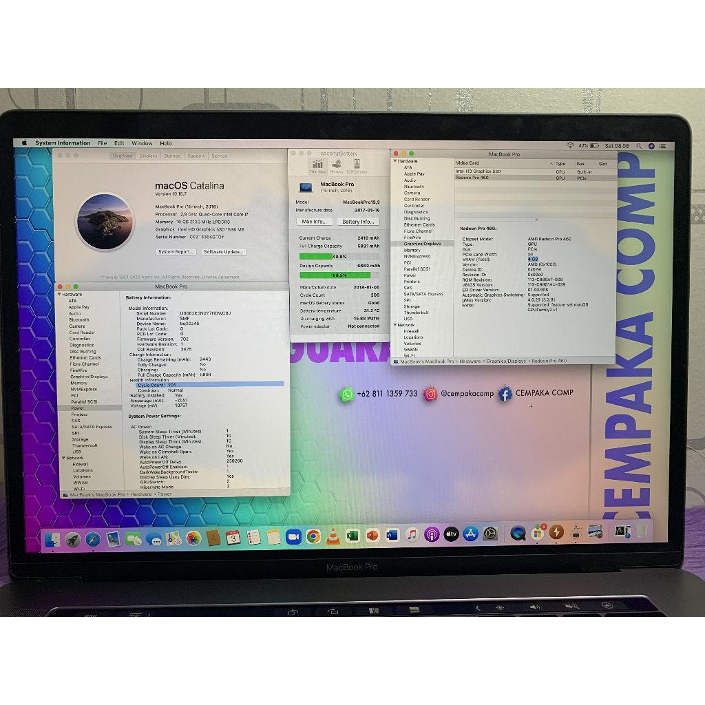 MacBook Pro Retina 15 2016 Core i7 16GB SSD 512GB VGA AMD Garansi